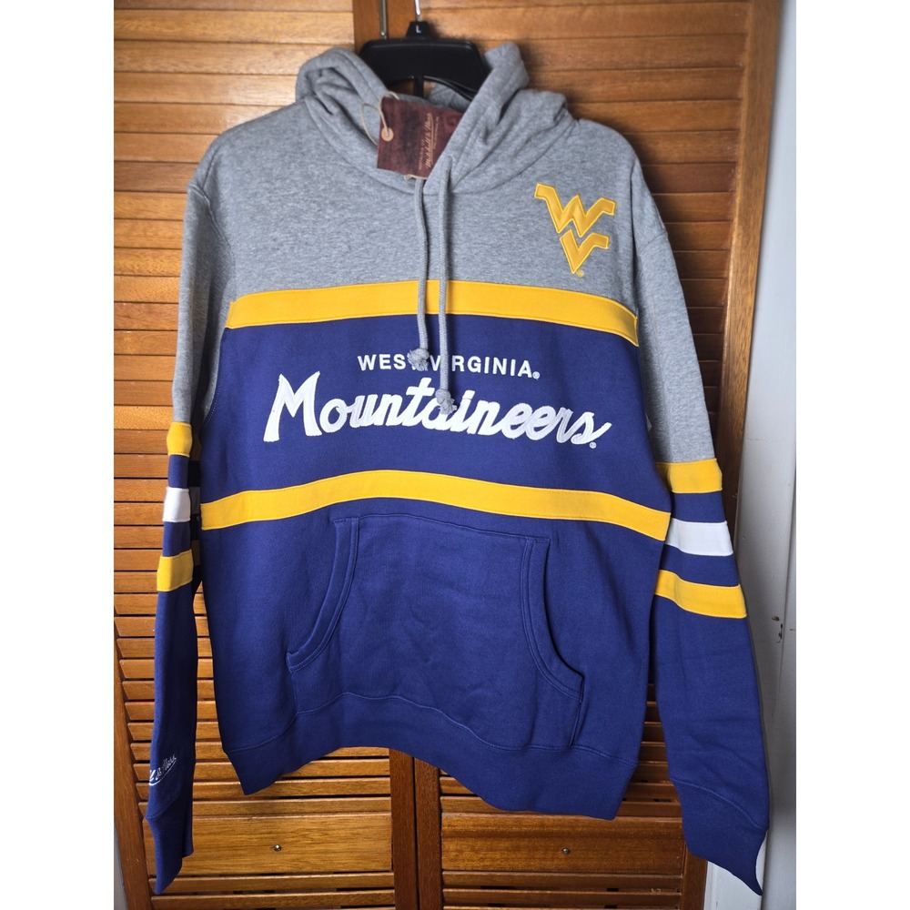 West Virginia Mountaineers Mitchell & Ness Head Coach Hoodie Mens Medium